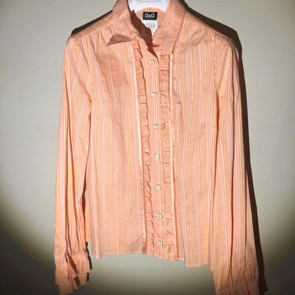 D&C Dolce & Gabbana Orange Blouse with ruffles